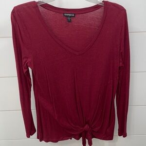 Express sheer long sleeve knot tee womens small